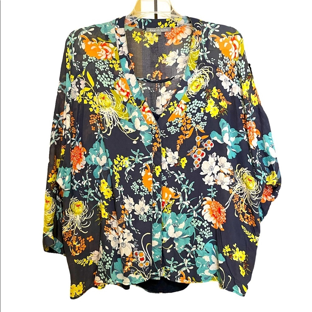 Daniel Rainn floral blouse with navy blue cami